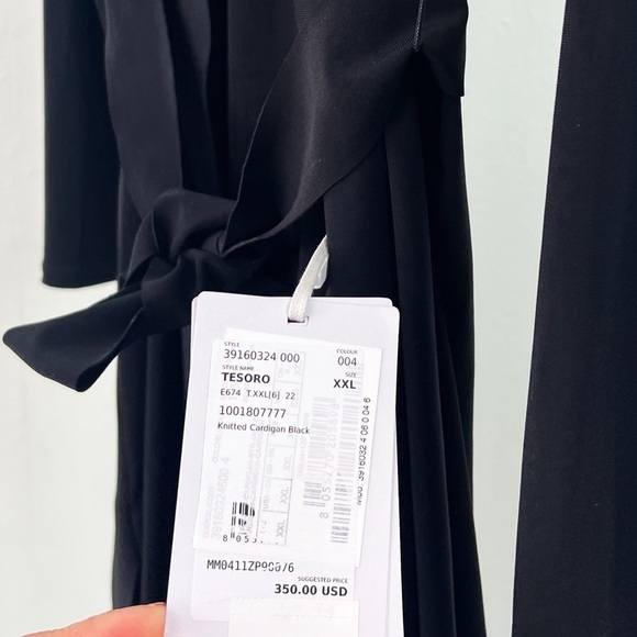 NWT MaxMara Leisure Tesoro Longline Wrap Jersey Cardigan in Black - Picture 6 of 10